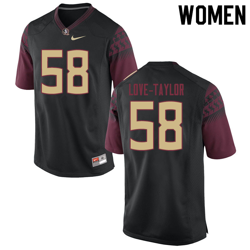 Women #58 Devontay Love-Taylor Florida State Seminoles College Football Jerseys Sale-Black